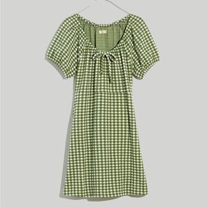 Madewell Jacquard Puff-Sleeve Mini Dress in Gingham Check